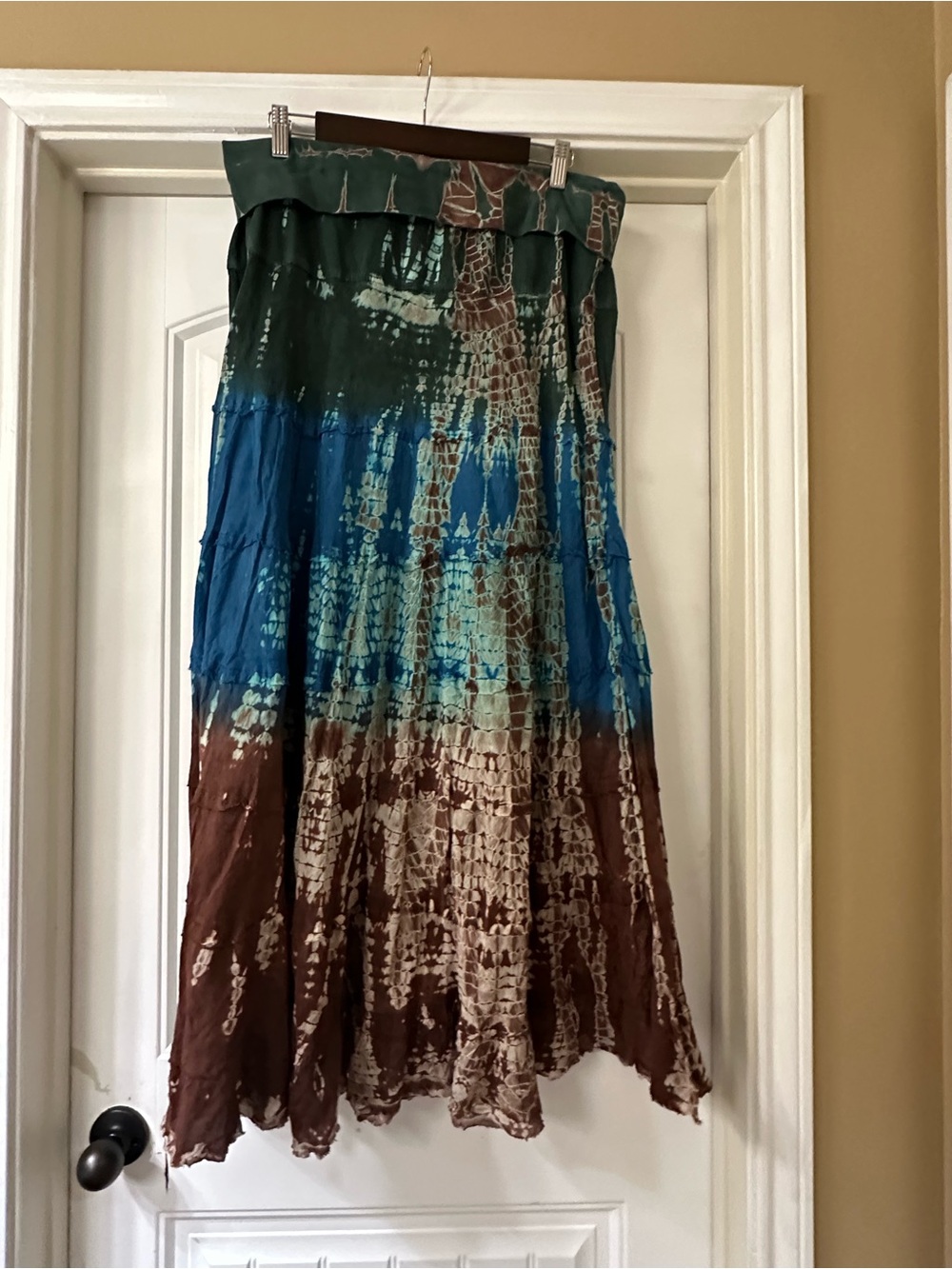 Tie Dye Tiered Maxi Skirt Large Boho Festival Y2K